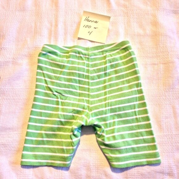 Hanna Andersson girls size 100 or 4 4T green with white striped bike shorts vguc - Picture 2 of 5